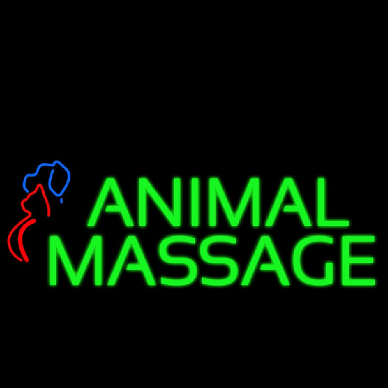 Animal Massage Dog Cat Logo Neonkyltti