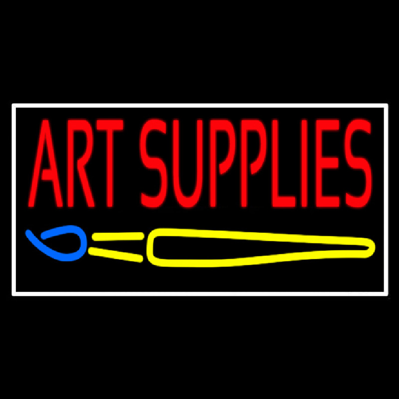 Art Supplies With Brush With White Border Neonkyltti