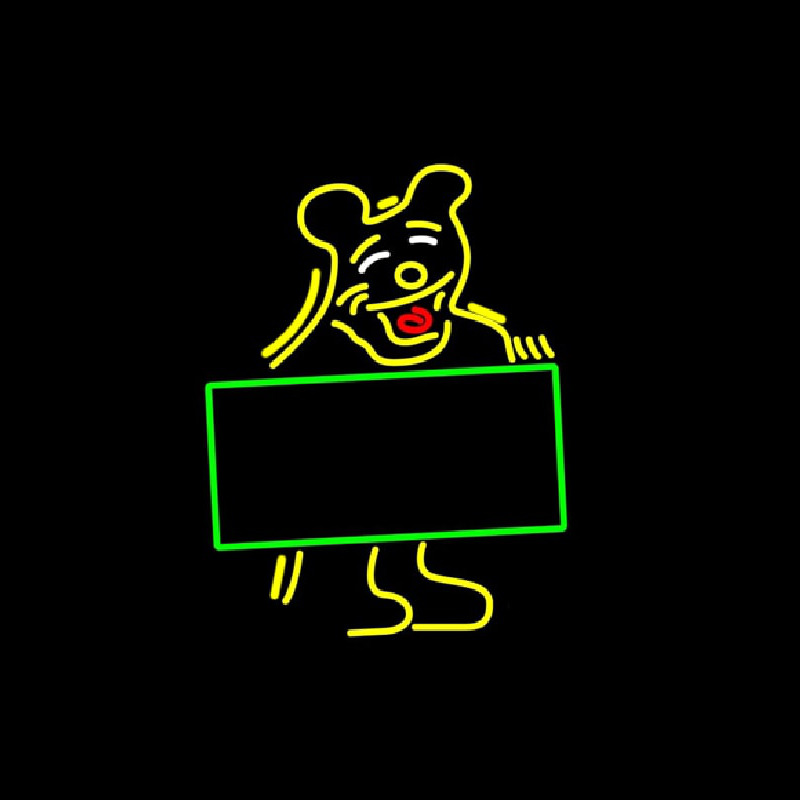 Bear With Sign Board Neonkyltti