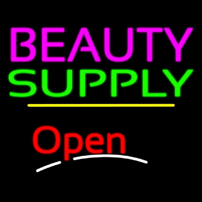 Beauty Supply Open Yellow Line Neonkyltti