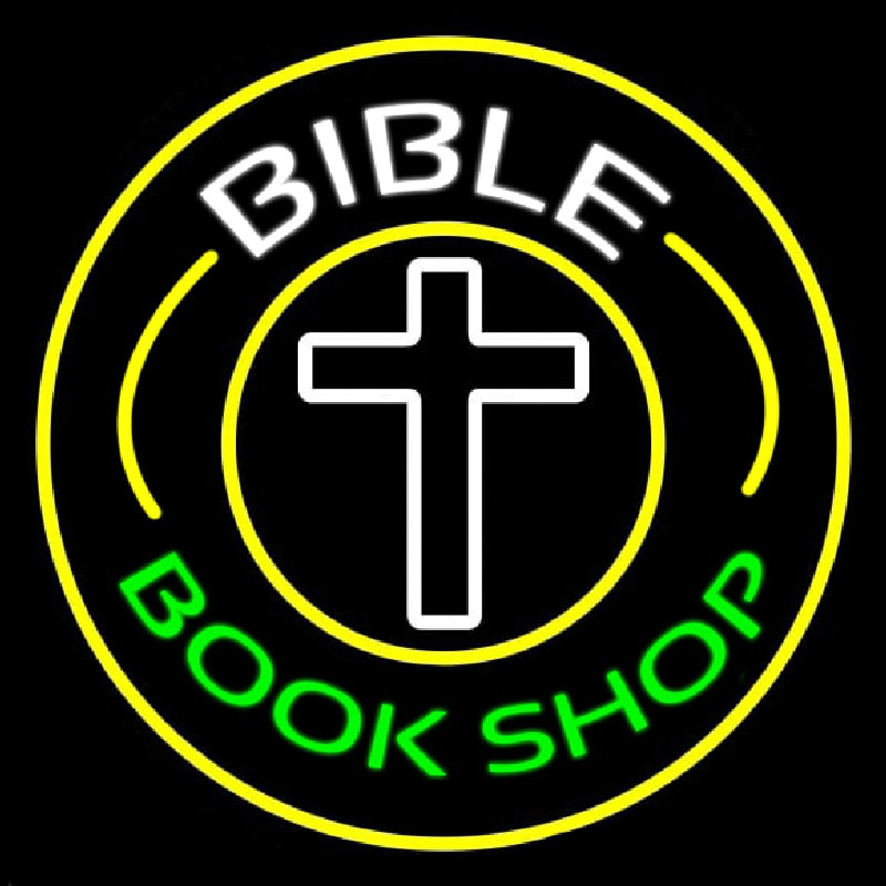 Bible Book Shop With Border Neonkyltti