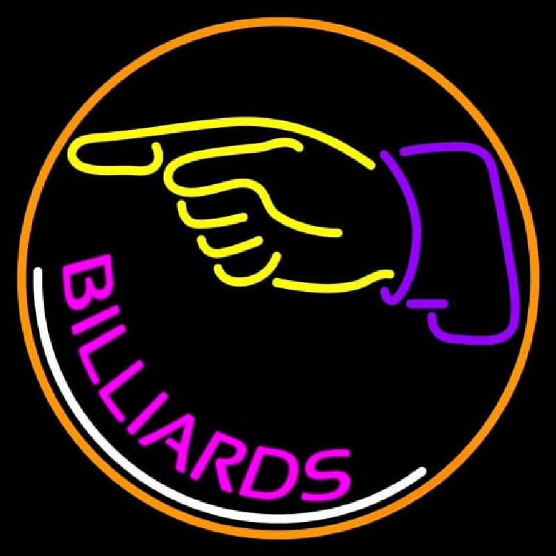 Billiards With Hand Logo 1 Neonkyltti