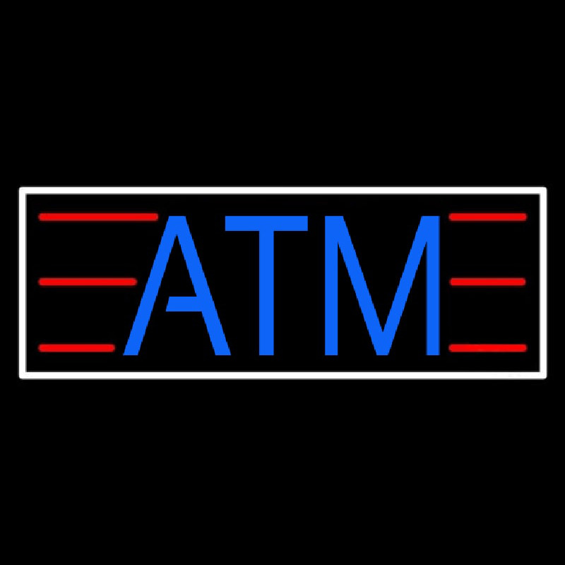 Blue Atm White Border Neonkyltti