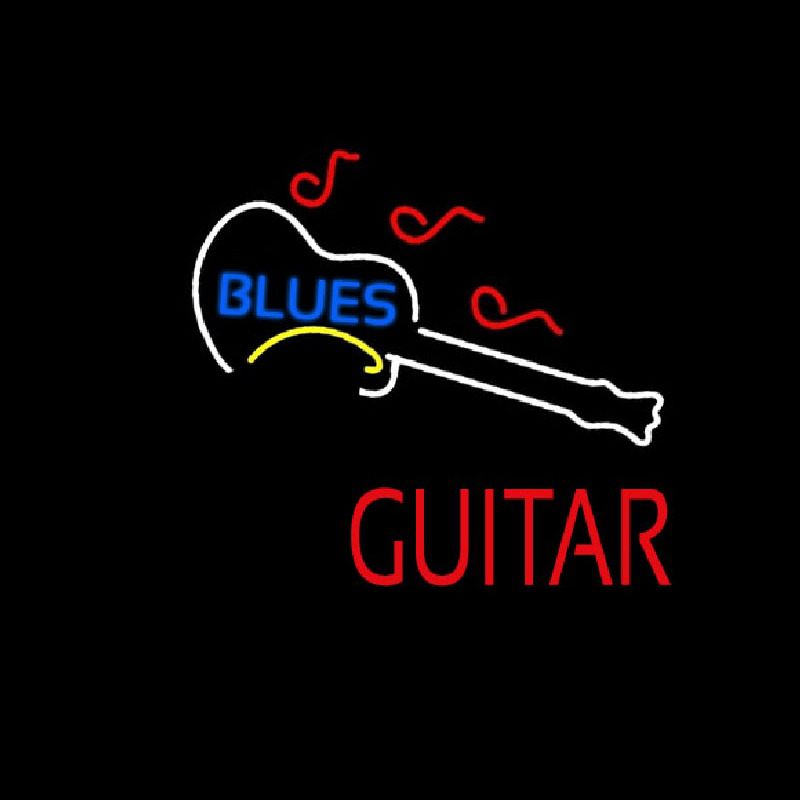 Blue Blues Red Guitar Neonkyltti