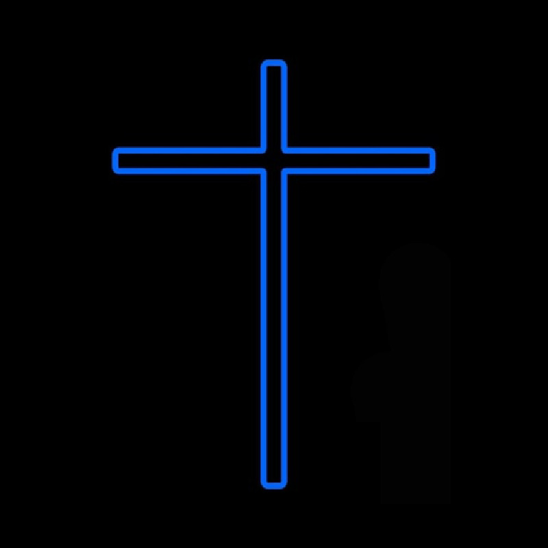 Blue Christian Cross Neonkyltti