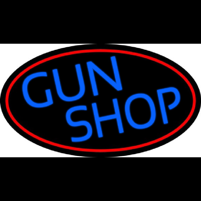 Blue Gun Shop With Red Round Neonkyltti