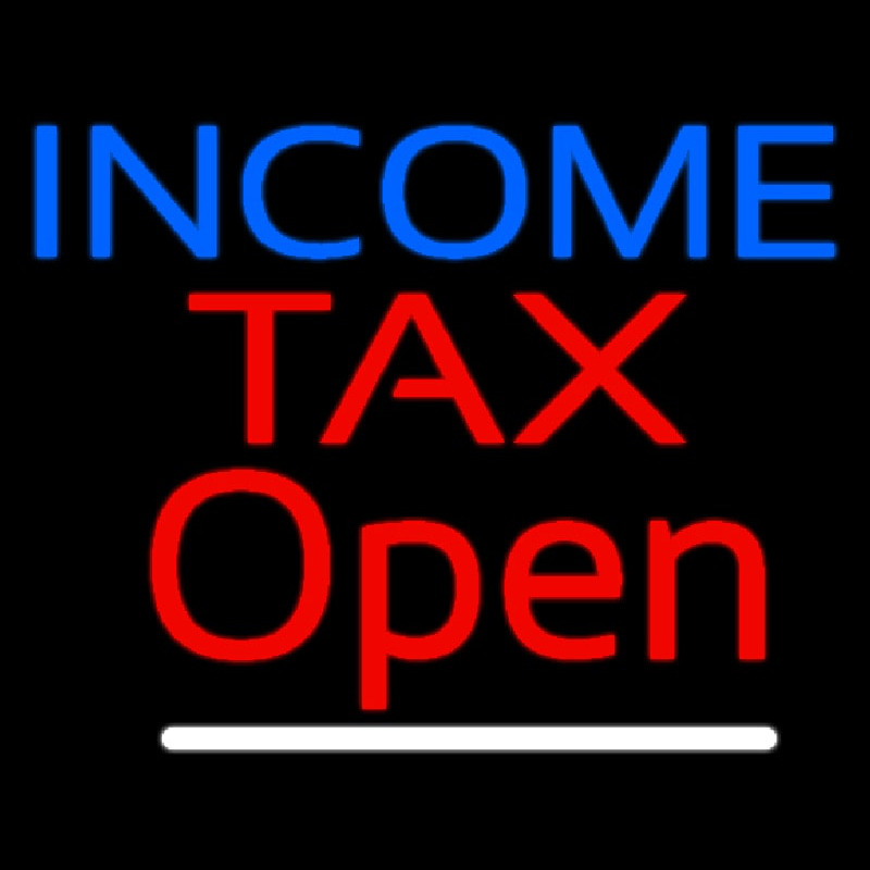 Blue Income Red Ta  Open Slant Neonkyltti