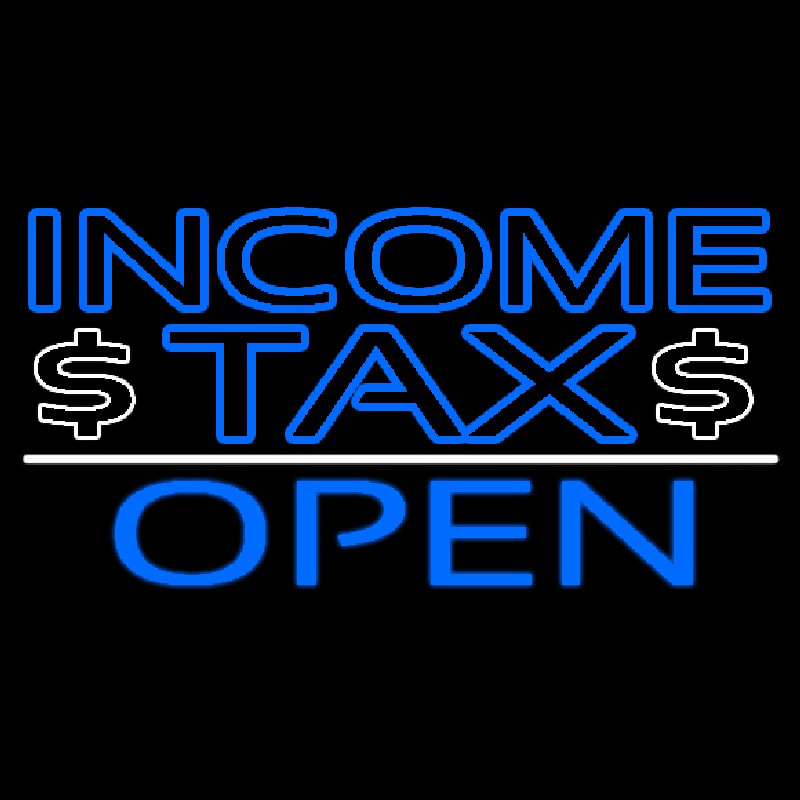 Blue Income Ta  Open With Dollar Logo Neonkyltti