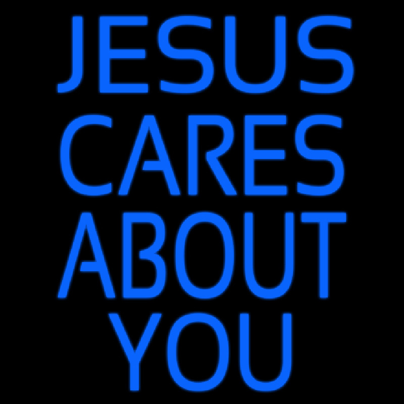 Blue Jesus Cares About You Neonkyltti