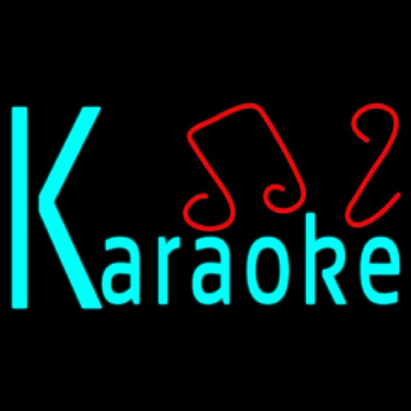 Blue Karaoke Red Musical Note Neonkyltti