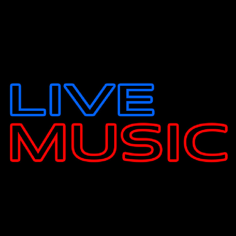 Blue Live Music Block Mic Logo Neonkyltti