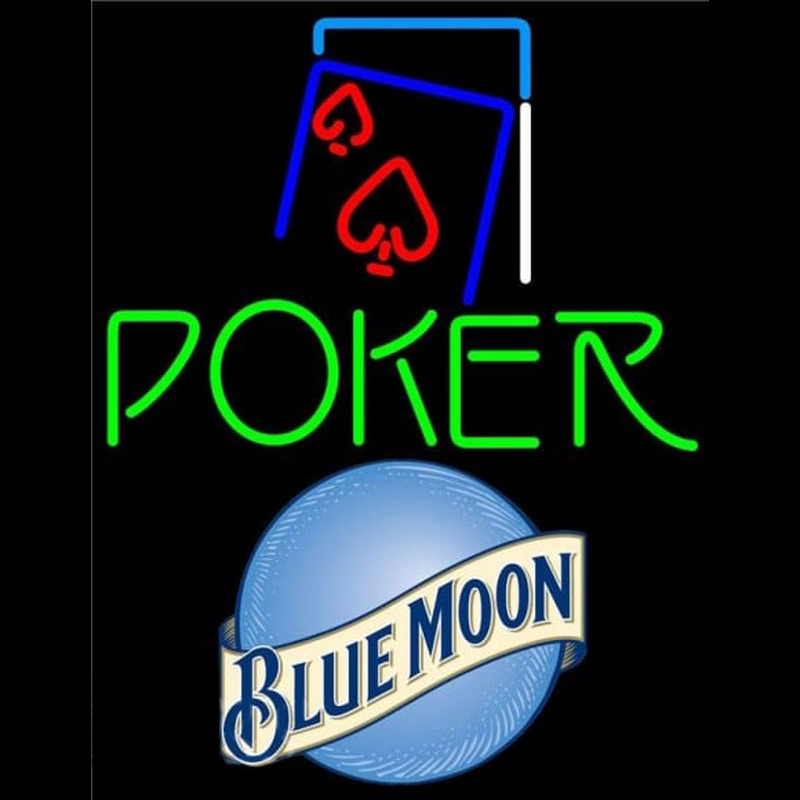 Blue Moon Green Poker Red Heart Beer Sign Neonkyltti