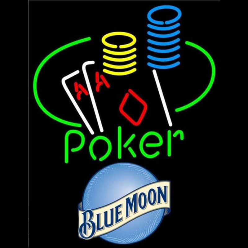 Blue Moon Poker Ace Coin Table Beer Sign Neonkyltti