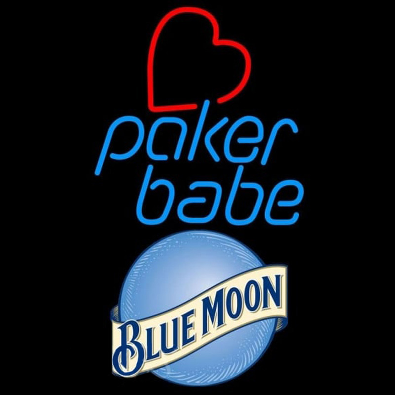 Blue Moon Poker Girl Heart Babe Beer Sign Neonkyltti