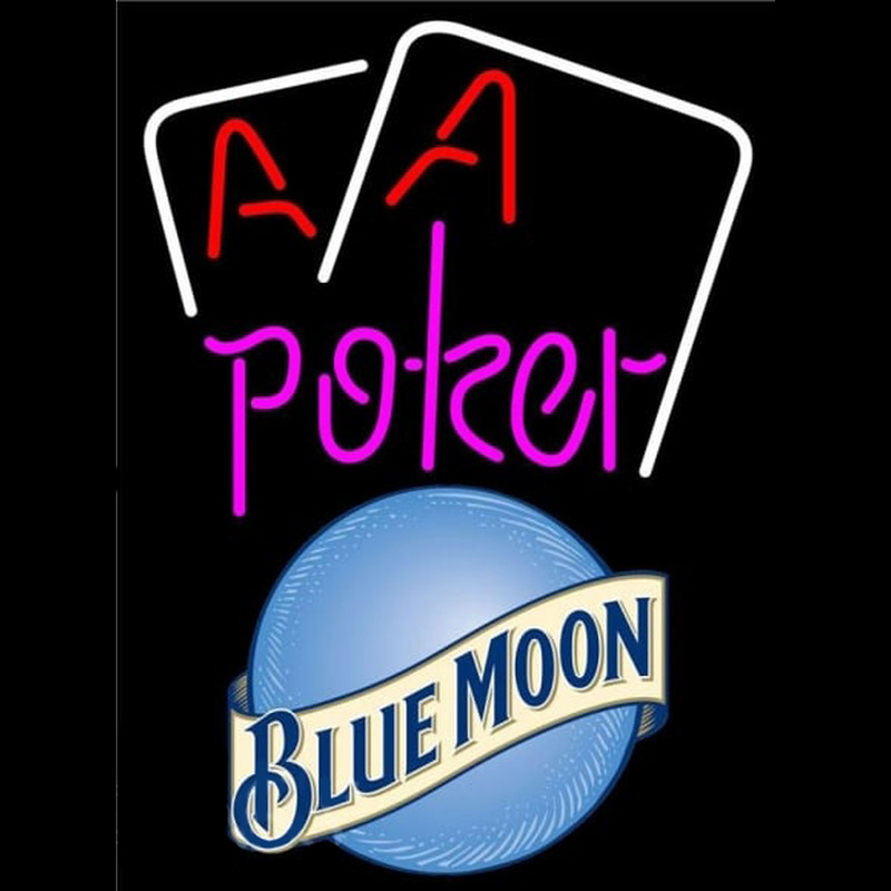 Blue Moon Purple Lettering Red Aces White Cards Beer Sign Neonkyltti