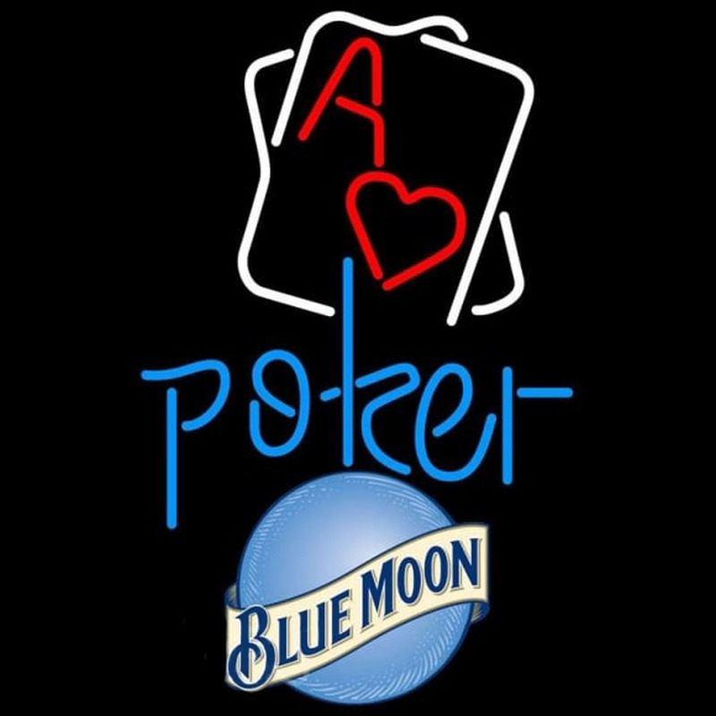 Blue Moon Rectangular Black Hear Ace Beer Sign Neonkyltti