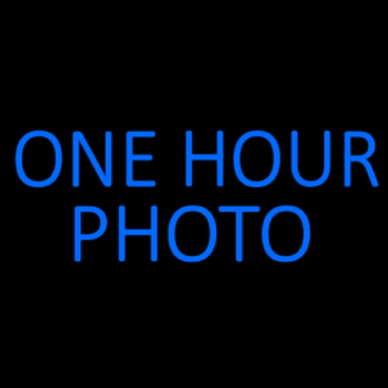 Blue One Hour Photo Block Neonkyltti