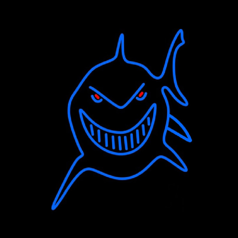 Blue Shark Face Neonkyltti