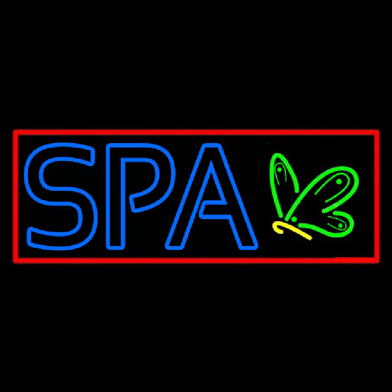 Blue Spa With Red Border Neonkyltti