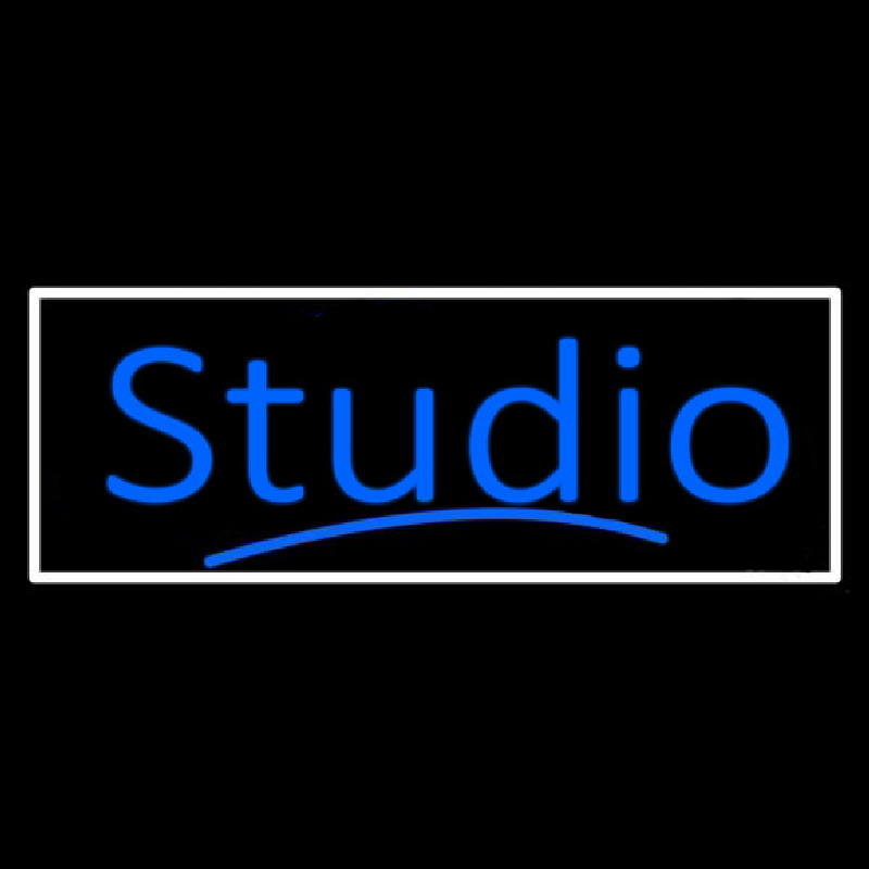 Blue Studio With White Border Neonkyltti