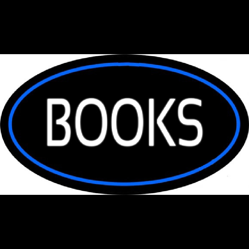 Books Oval Blue Neonkyltti