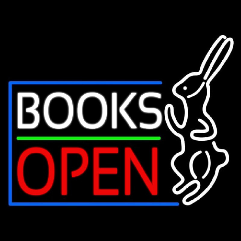 Books With Rabbit Logo Open Neonkyltti