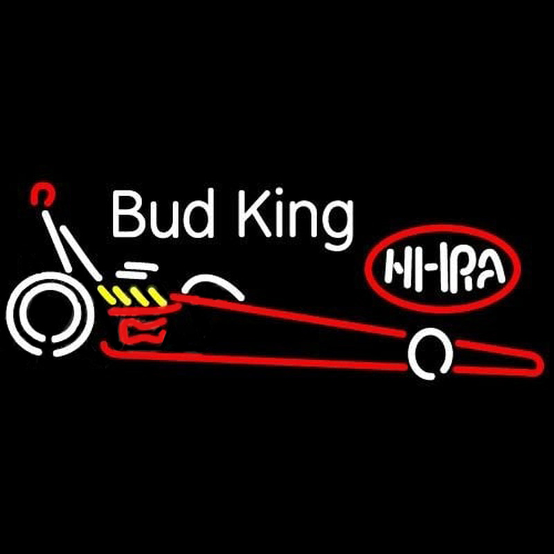 Bud King NHRA Dragster Beer Sign Neonkyltti