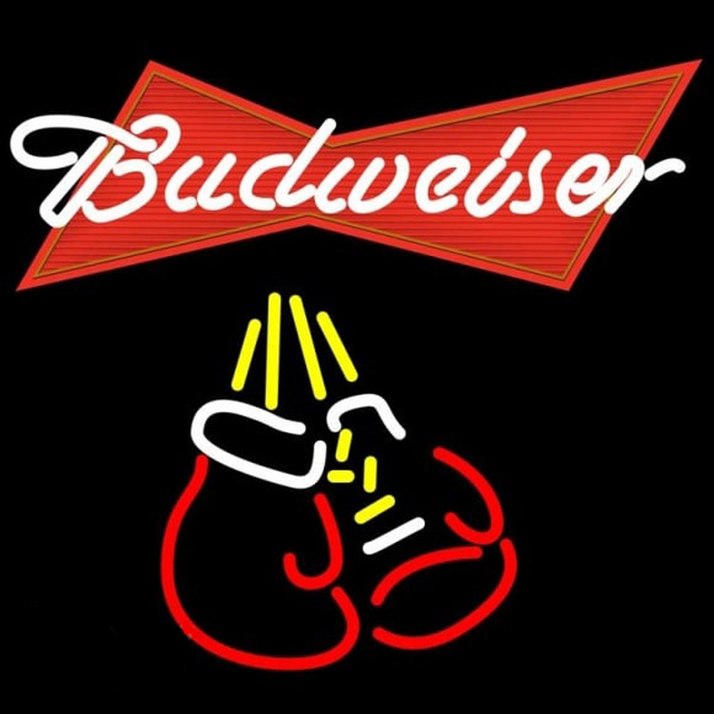 Budweiser Bo ing Gloves Beer Sign Neonkyltti