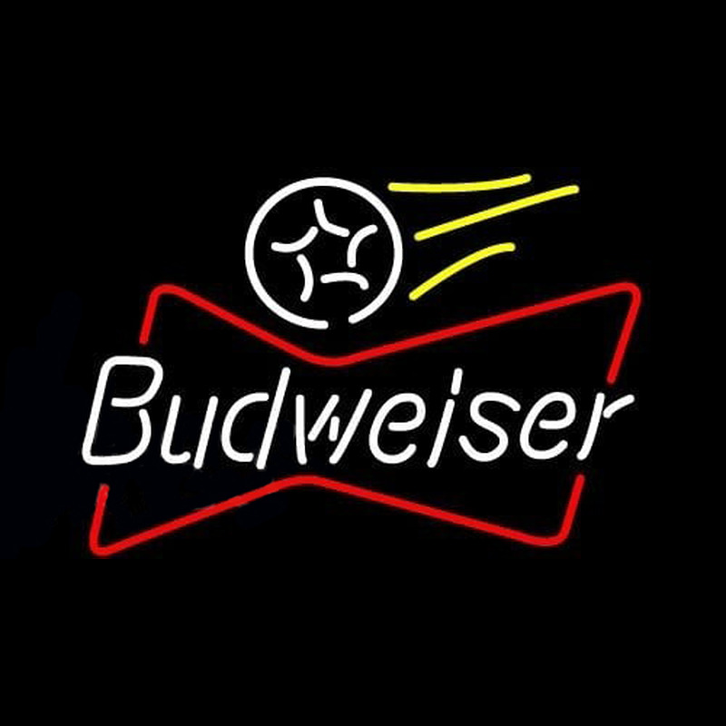 Budweiser Bowtie Soccer Beer Sign Neonkyltti