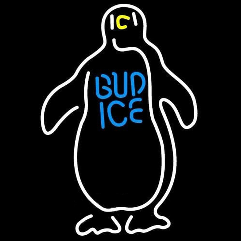 Budweiser Bud Ice Penguin Beer Sign Neonkyltti