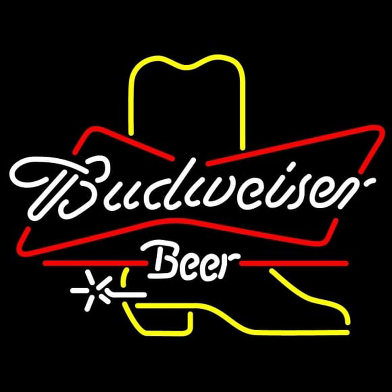 Budweiser Cowboy Boot Beer Sign Neonkyltti