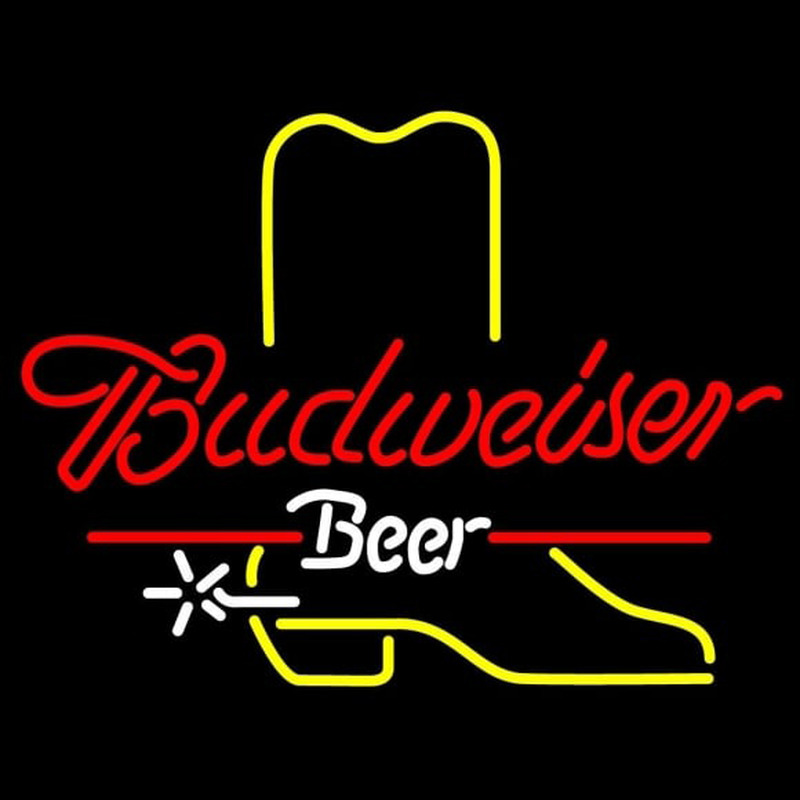 Budweiser Cowboy Boot Beer Sign Neonkyltti