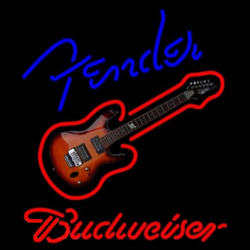 Budweiser Fender Blue Red Guitar Beer Sign Neonkyltti