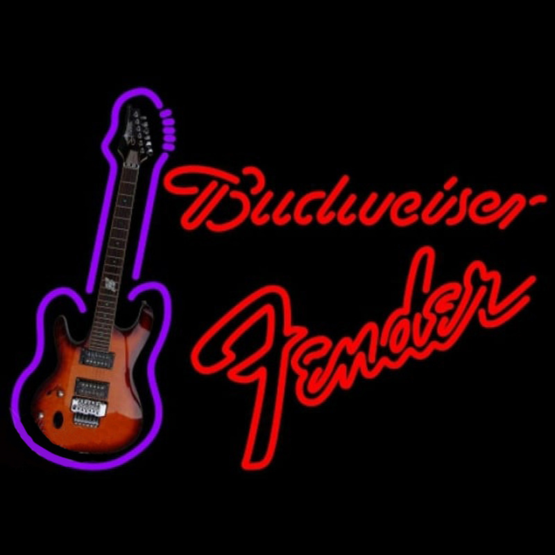 Budweiser Fender Red Guitar Beer Sign Neonkyltti