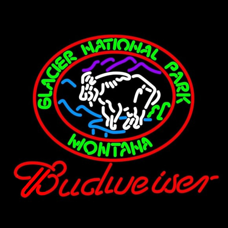 Budweiser Glacier National Park Montana Beer Sign Neonkyltti