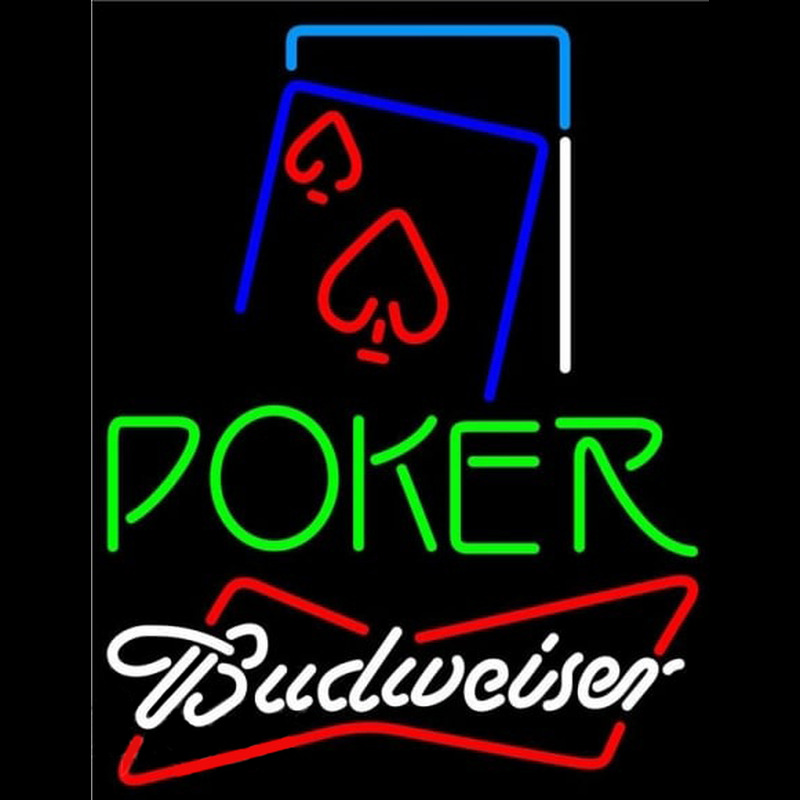 Budweiser Green Poker Red Heart Beer Sign Neonkyltti