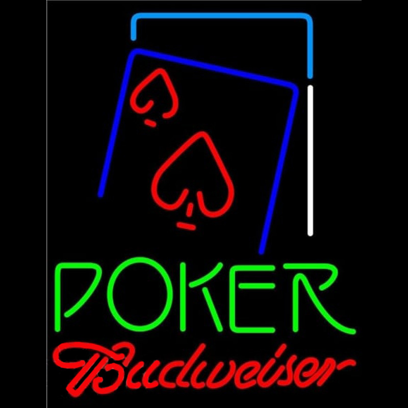 Budweiser Green Poker Red Heart Beer Sign Neonkyltti