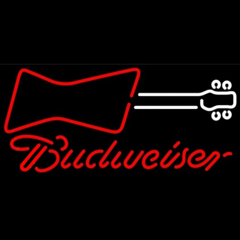 Budweiser Guitar Red White Beer Sign Neonkyltti