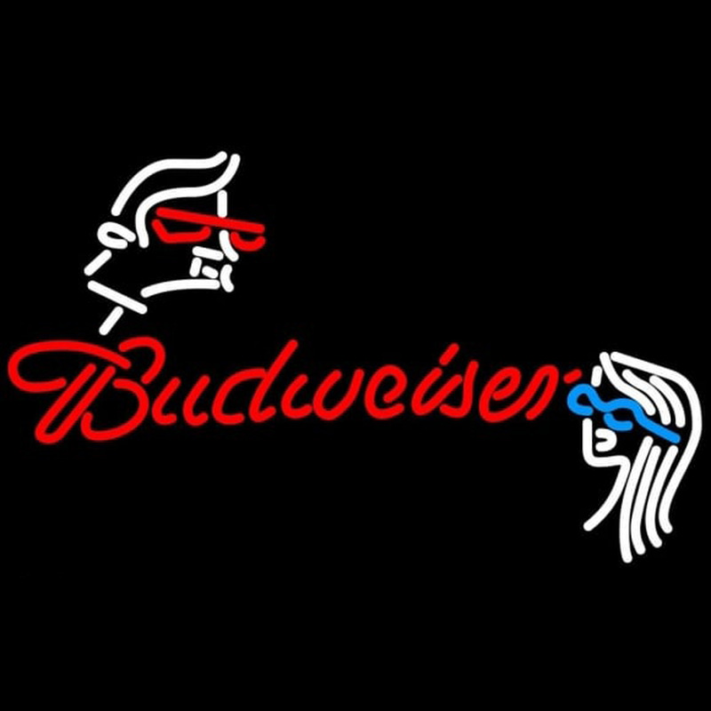 Budweiser Guy Girl Beer Sign Neonkyltti