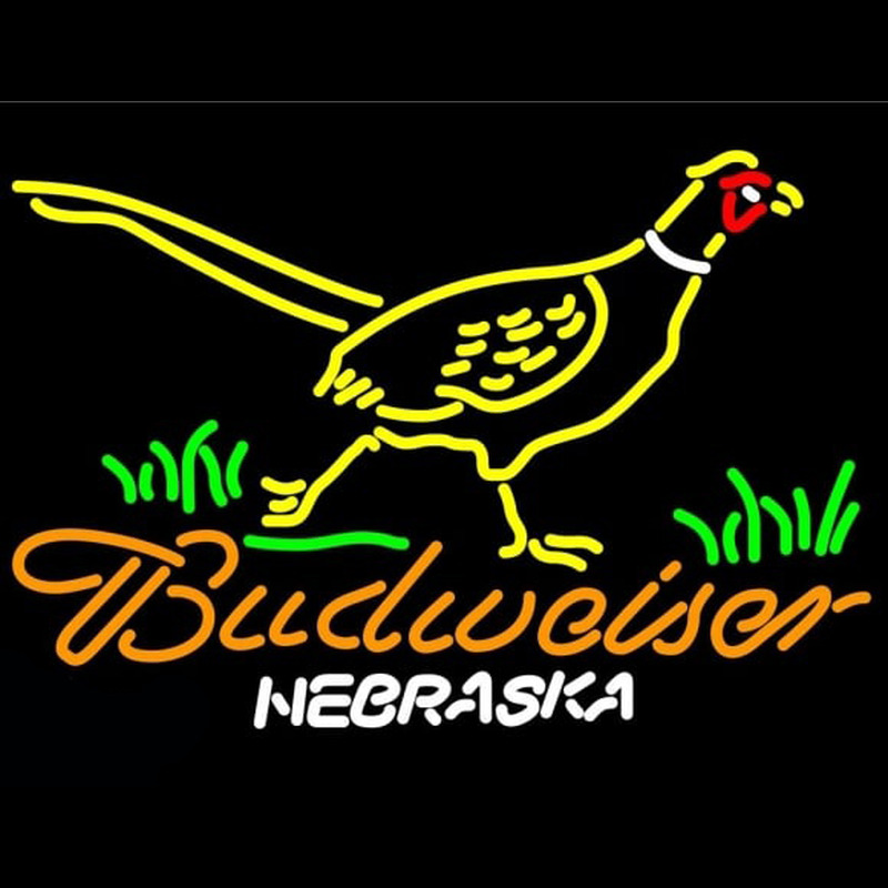 Budweiser Nebraska Pheasant Beer Sign Neonkyltti