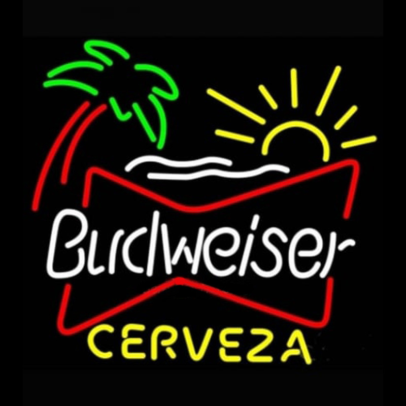 Budweiser Palm Tree Cerveza Beer Light Neonkyltti