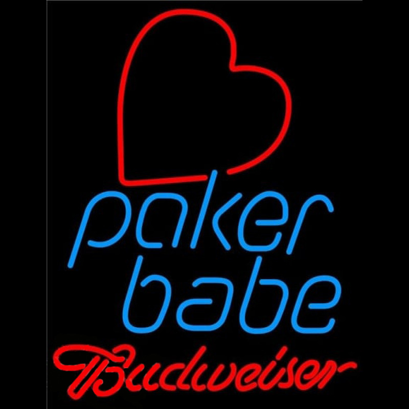 Budweiser Poker Girl Heart Babe Beer Sign Neonkyltti