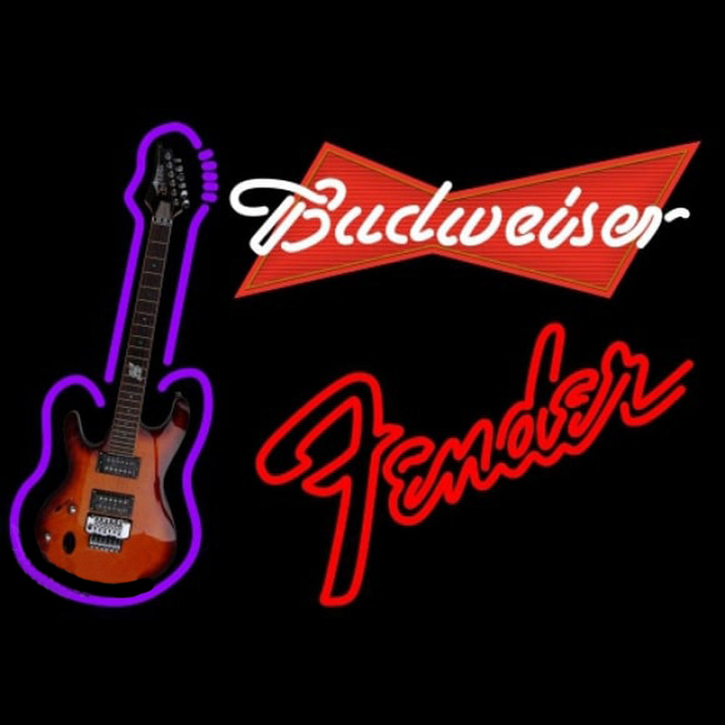 Budweiser Red Fender Red Guitar Beer Sign Neonkyltti