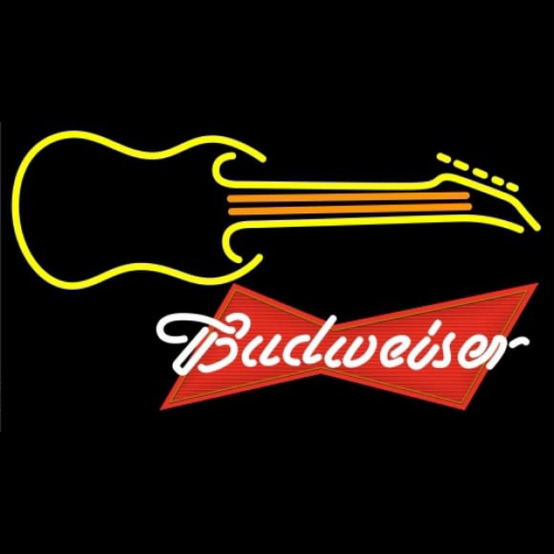 Budweiser Red Guitar Yellow Orange Beer Sign Neonkyltti