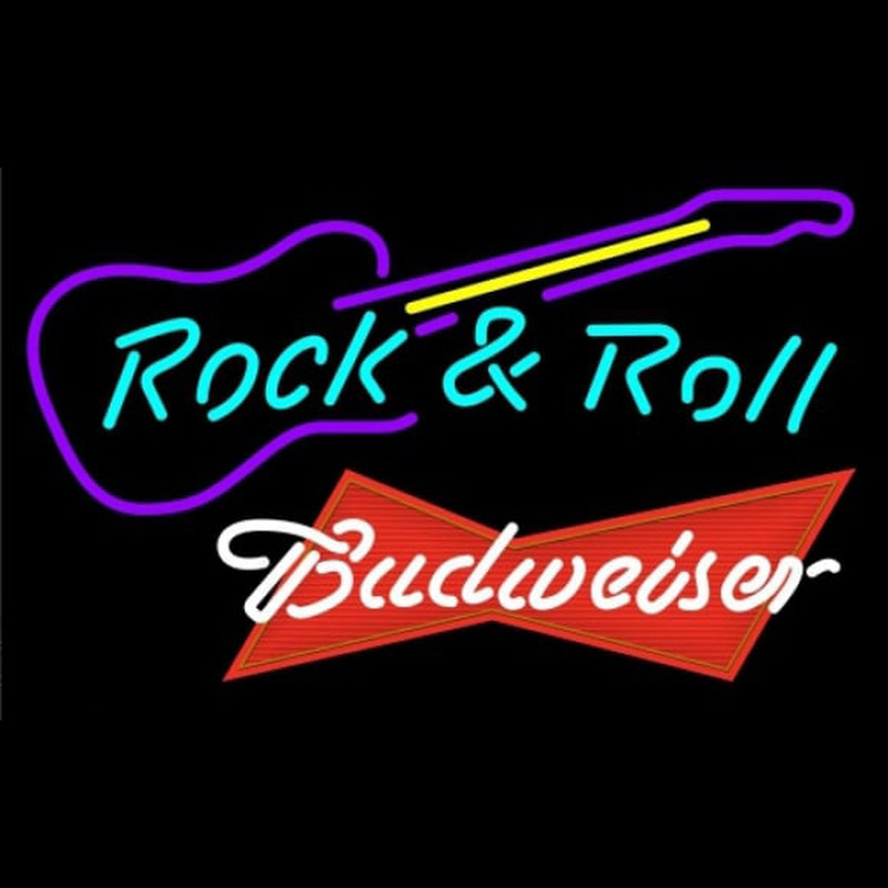 Budweiser Red Rock N Roll Guitar Beer Sign Neonkyltti