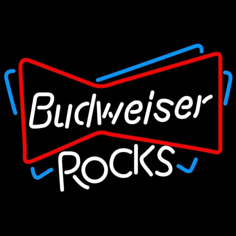 Budweiser Rocks Bowtie Beer Sign Neonkyltti