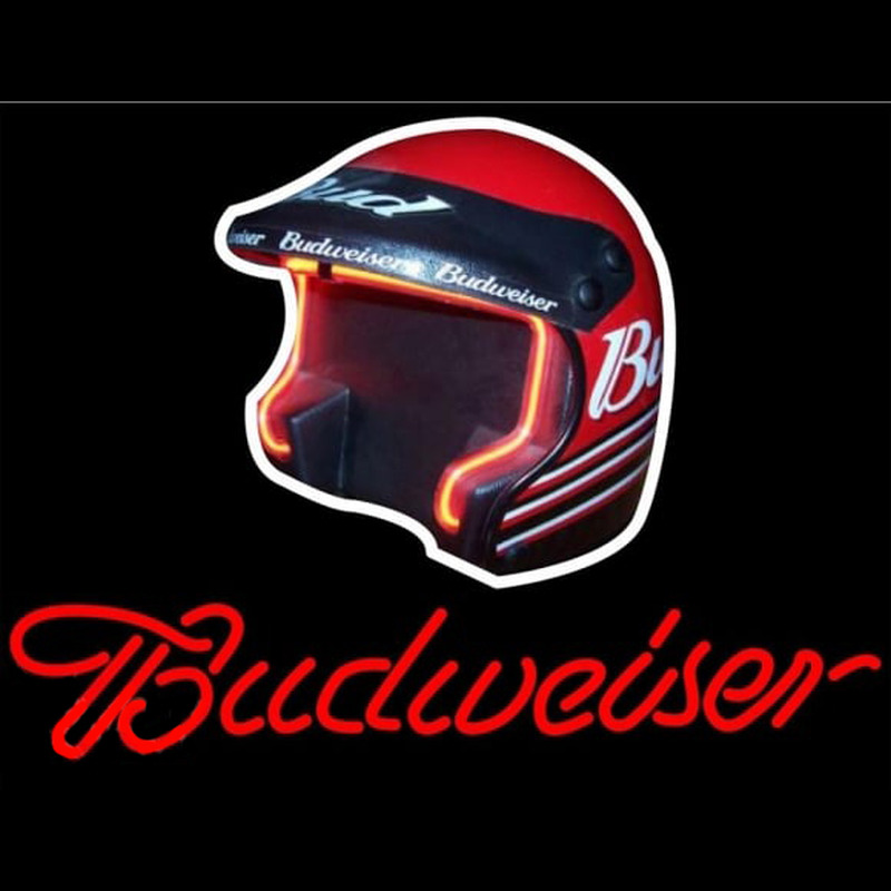 Budweiser Vintage Hascar Helmet Beer Sign Neonkyltti