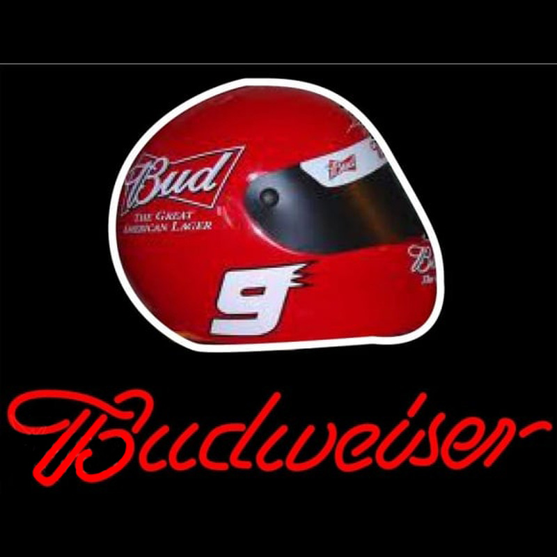 Budweiser Vintage Hascar Helmet4 Beer Sign Neonkyltti