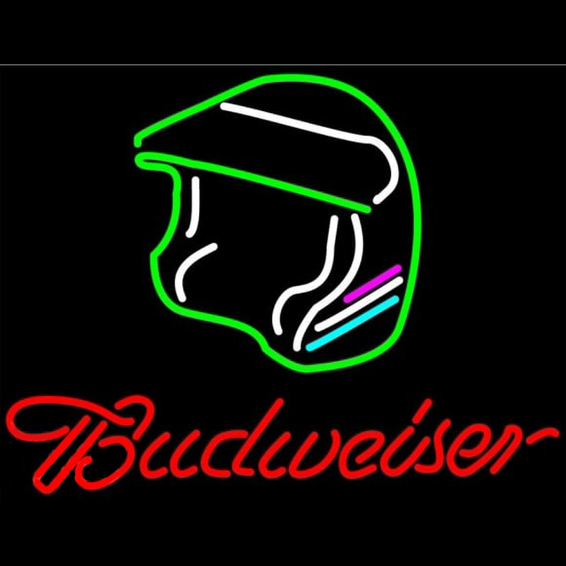 Budweiser Vintage Hascar Helmet8 Beer Sign Neonkyltti