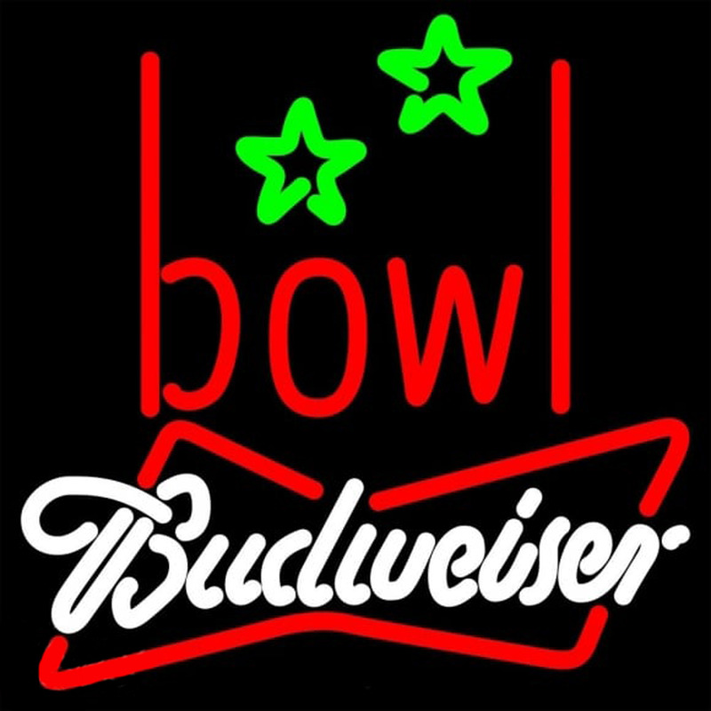 Budweiser White Bowling Alley Beer Sign Neonkyltti